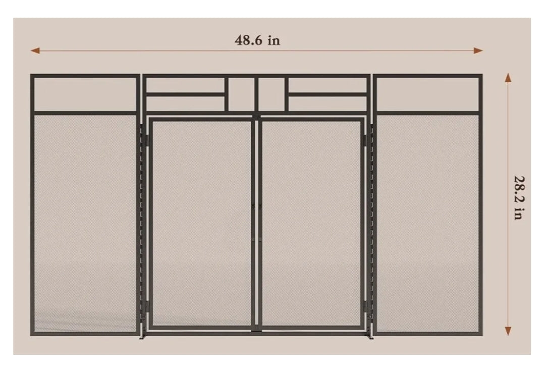 Fire Beauty 3-Panel Folding Fireplace Screen with Magnetic Hinged Doors, Solid Wrought Iron Panels Fire Spark Guard