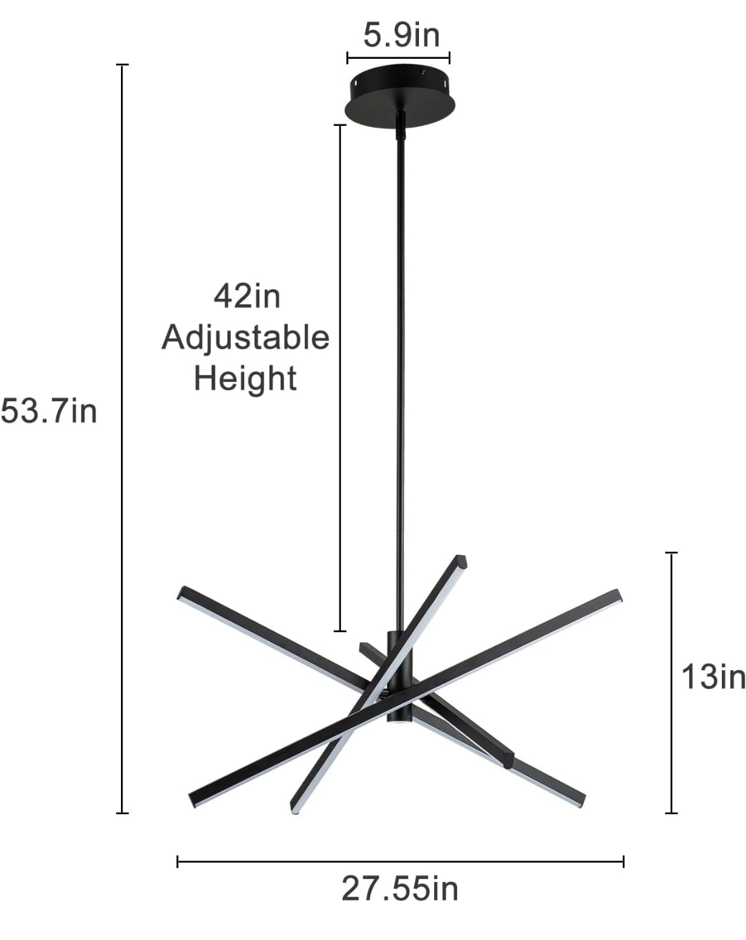 Y'INSP Modern Sputnik Chandeliers LED Linear Chandelier Light Black Pendant Light for Dining Room Kitchen Island Bedroom Living Room LED Embedded Pendant Lighting Fixture